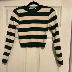 Zara Basic Rib Knit Sweater, green
